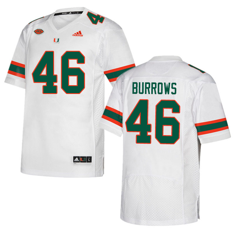 Adidas Miami Hurricanes #46 Suleman Burrows College Football Jerseys Sale-White - Click Image to Close
